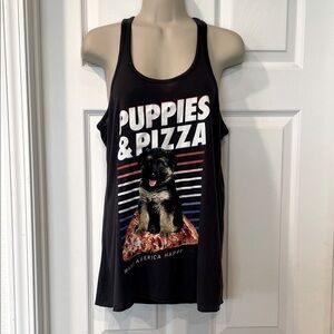 Gray Puppies & Pizza Tank Top
